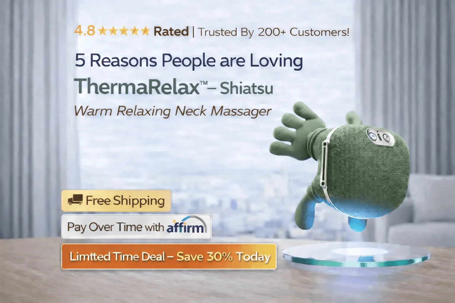 ThermaRelax™ — Shiatsu Warm Relaxing Neck Massager - Side Image-1